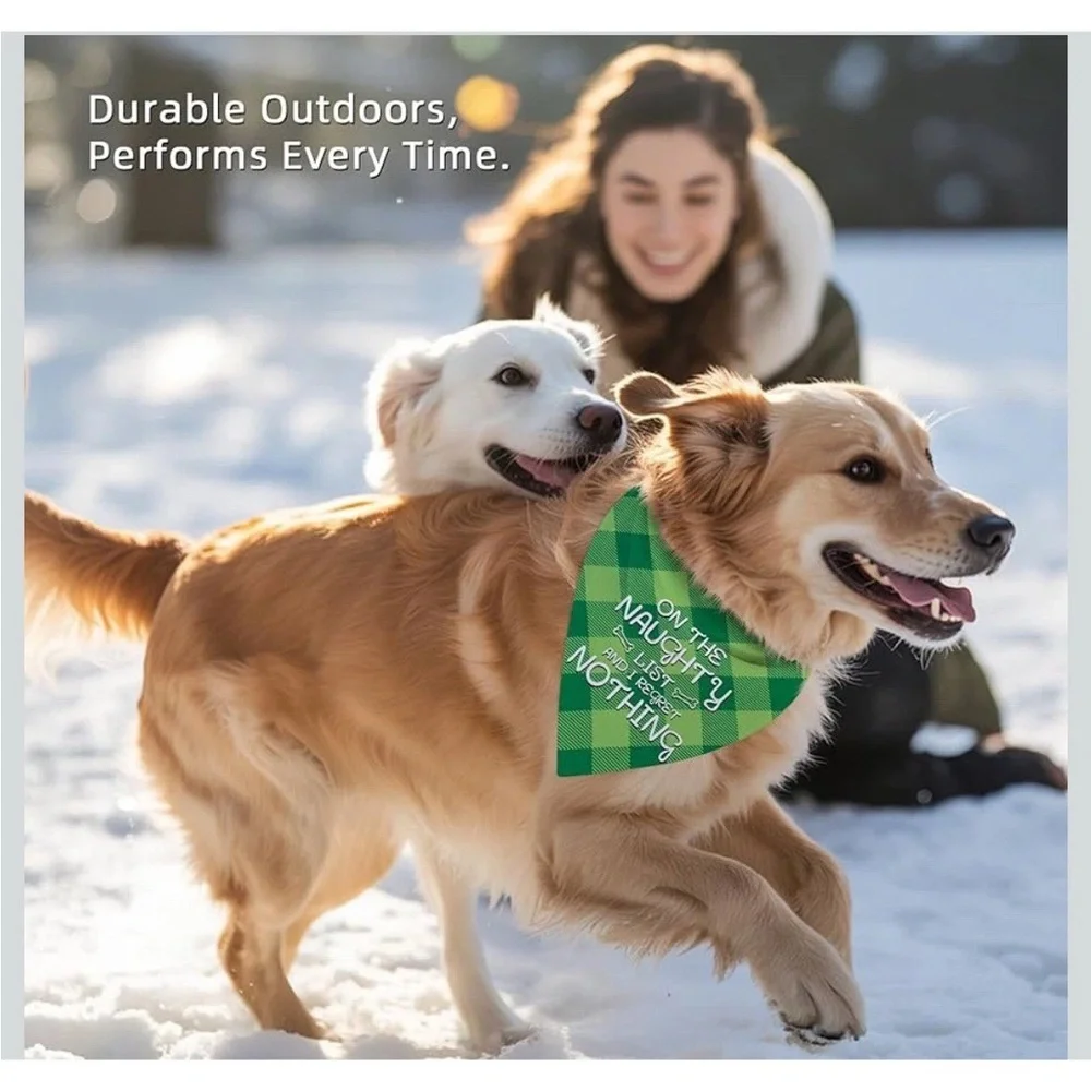 Set Of 2 Christmas Bandana For Medium To Large Dog Pet Christmas Plaid Scarfs